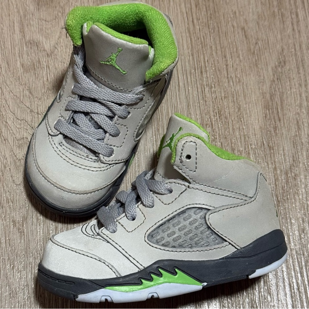 Nike Air Jordan Retro 5 TD Green Bean Grey DQ3736-003 Toddler Baby Size 5C